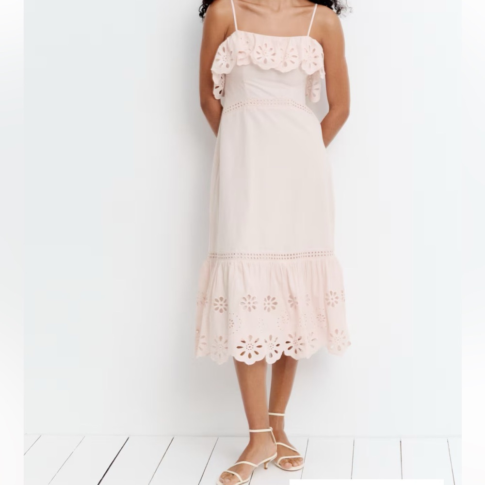H&M Pink Midi Dress with Eyelet Details